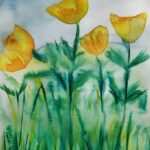 Cheerful Yellow Tulips painted using Water Colours