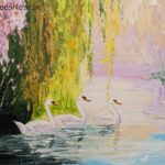 Tranquil Tarn painted using Acrylic Colours